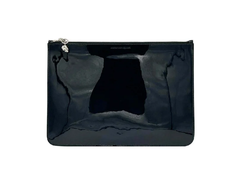 Keychains with cool shapes-Alexander McQueen Women's  Charm Patent Leather SkullPouch