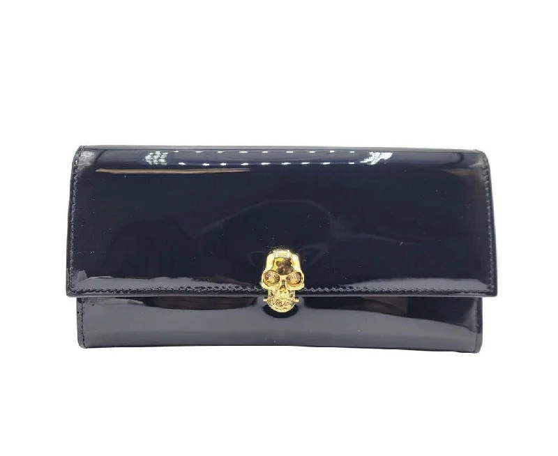 Keychains with hardy strap-Alexander McQueen Women's  Patent Leather Continental Wallet