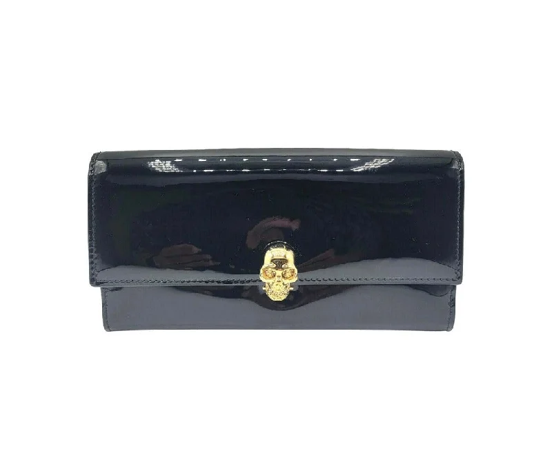 Keychains with tiny key tray-Alexander McQueen Women's  Patent Leather Continental Wallet