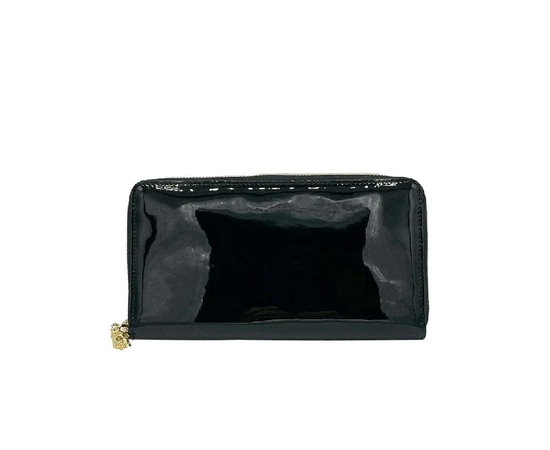 Keychains for town adventures-Alexander McQueen Women's  Patent Leather Skull Zip Around Wallet