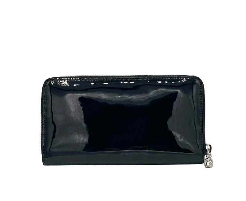 Keychains for elite women-Alexander McQueen Women's  Patent Leather Zip Around Wallet