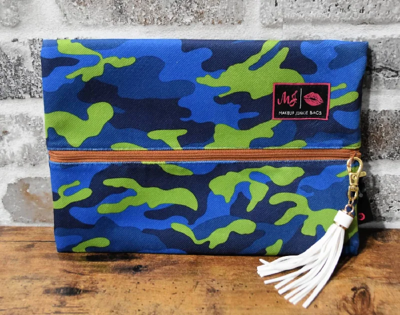 Keychains with odd leather-Camo Zip Bag In Blue/multi