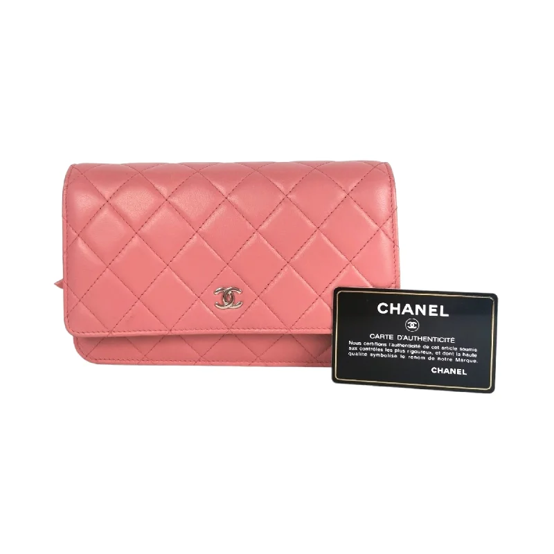 Keychains for unique gifting-Chanel WoC Pink Lambskin Silver