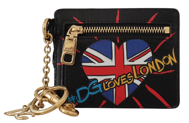 Wallets with cool shapes-Dolce & Gabbana Elegant Leather Coin Wallet With Women's Keyring