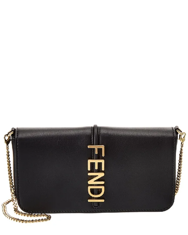 Wallets with multi-card stack-FENDI Fendigraphy Leather Wallet On Chain