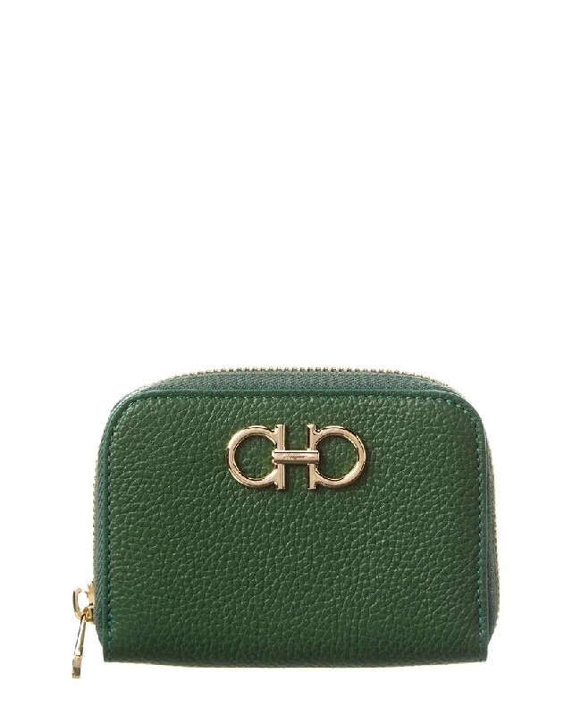 Keychains with solid leather-Ferragamo Gancini Leather Coin Purse