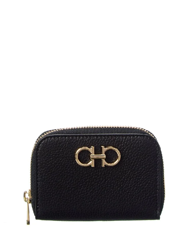 Keychains for refined travelers-Ferragamo Gancini Leather Coin Purse