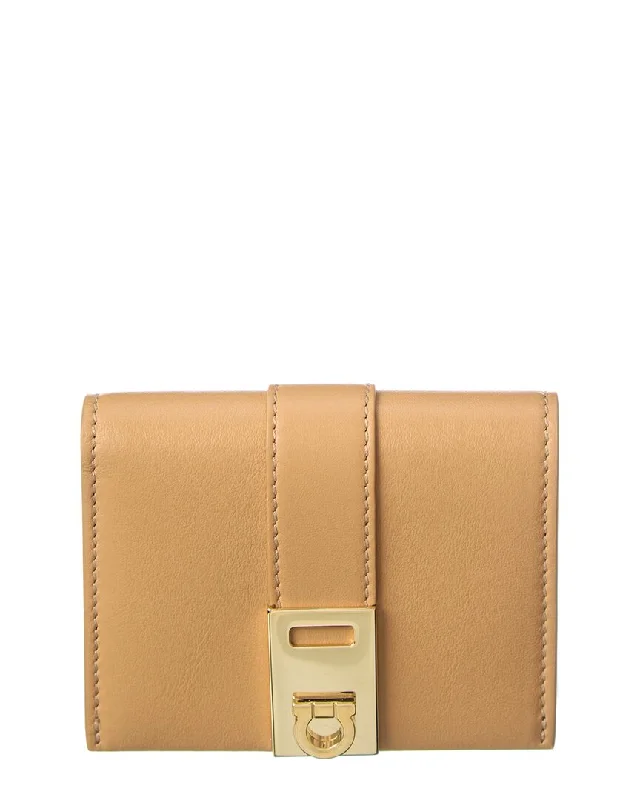 Keychains for vast carry-Ferragamo Hug Leather Compact Wallet