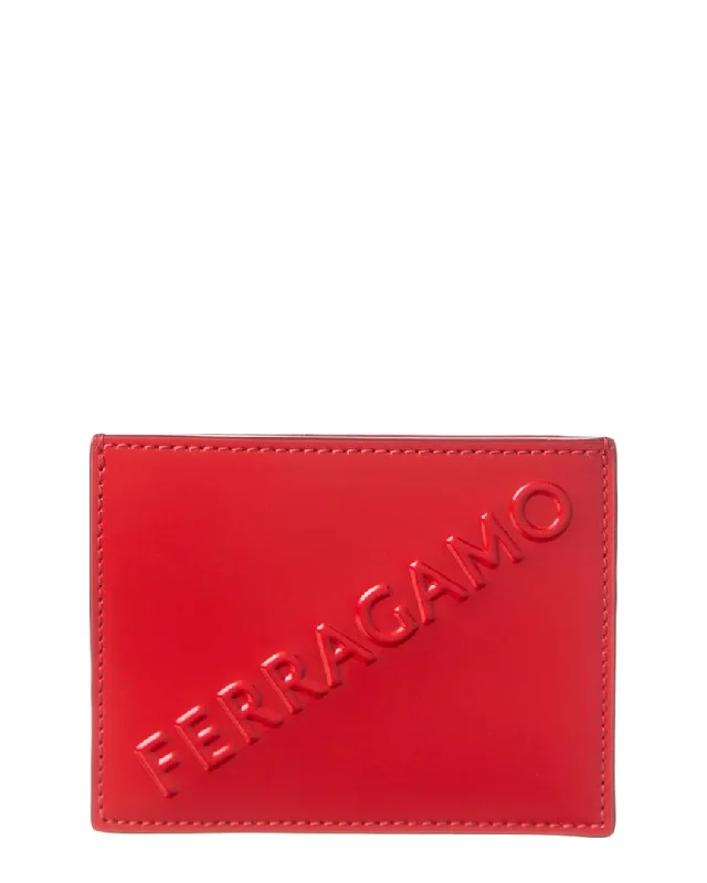 Keychains for hip carry-Ferragamo Logo Leather Card Holder