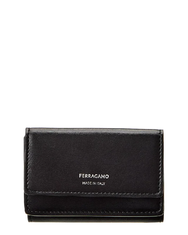 Keychains for extreme style-Ferragamo Logo Leather Card Holder