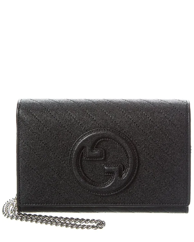 Keychains for party travelers-Gucci Blondie Leather Wallet On Chain