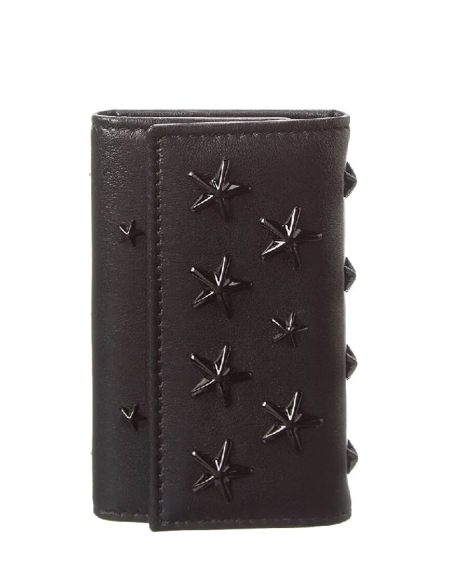 Keychains for rugged men-Jimmy Choo Neptune Leather Key Case