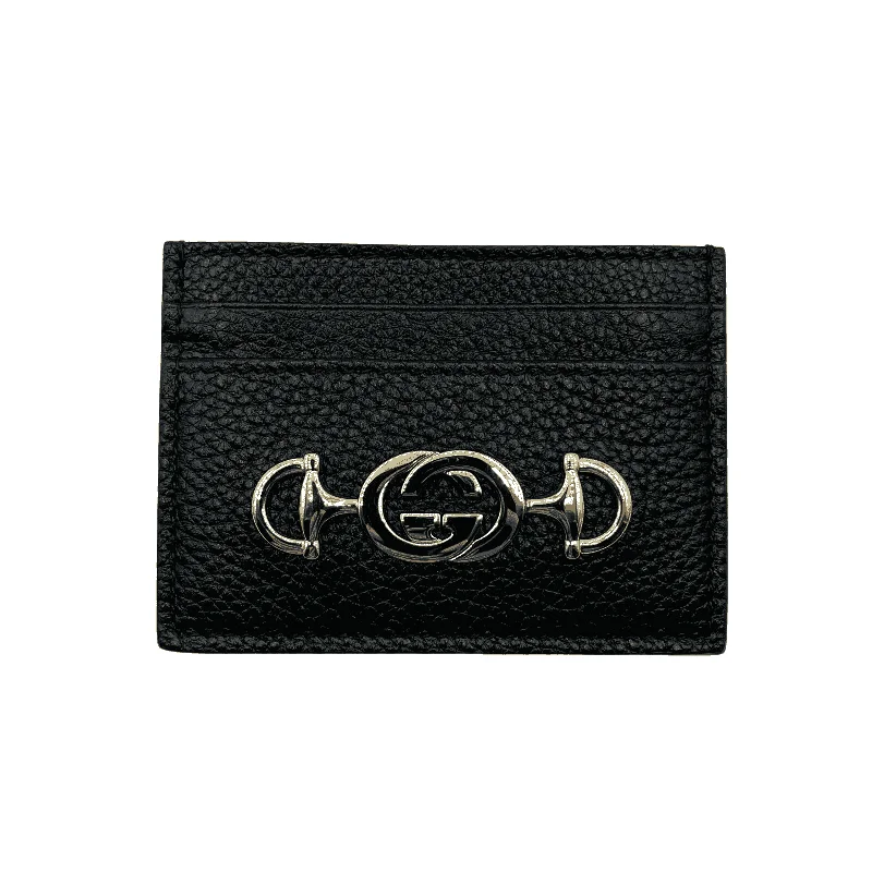 Keychains for classy men-New Women's Gucci Zumi  Leather Card Holder Wallet Metal GG Logo w/Box