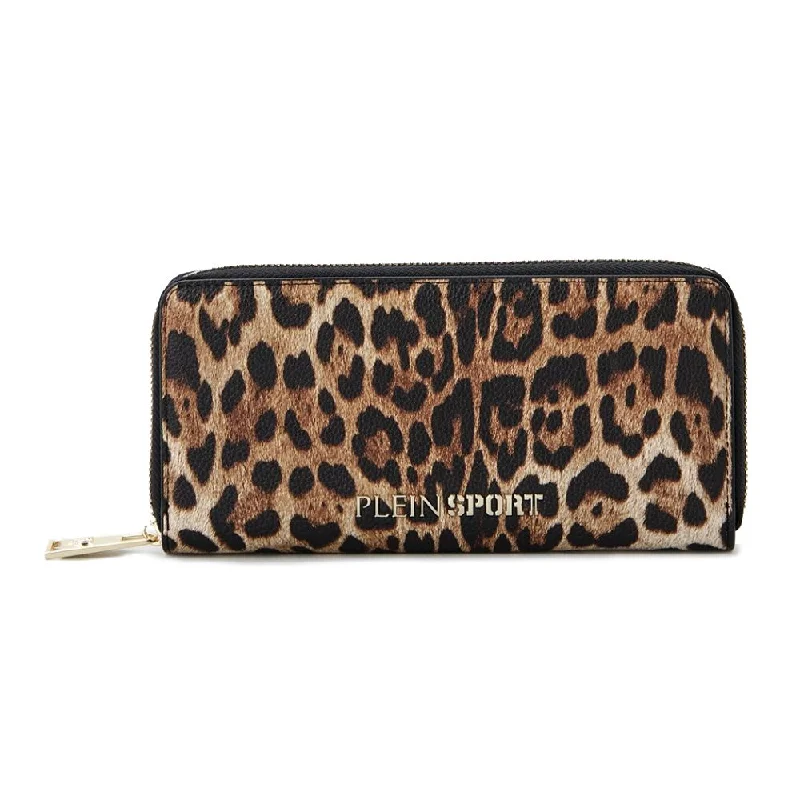 Wallets with slim card rack-Plein Sport Sleek Designer Zipper Wallet with  Women's Accents