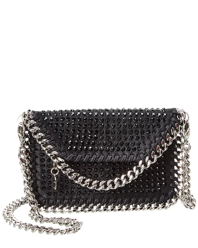 Keychains for edgy travelers-Stella McCartney Falabella Satin Card Case On Chain