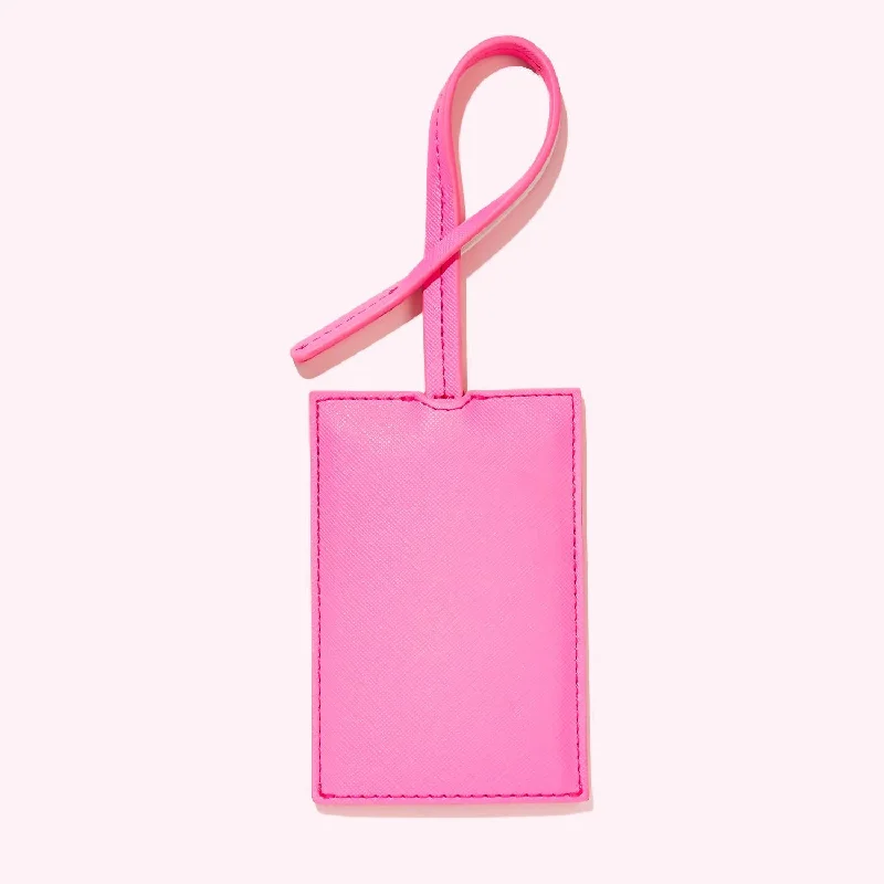 Wallets with bold leather-Textured Luggage Tag In Bubblegum