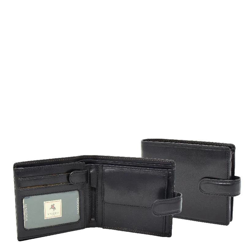 Keychains for cherished presents-Mens Buckle Closure Leather Wallet Hamburg Black