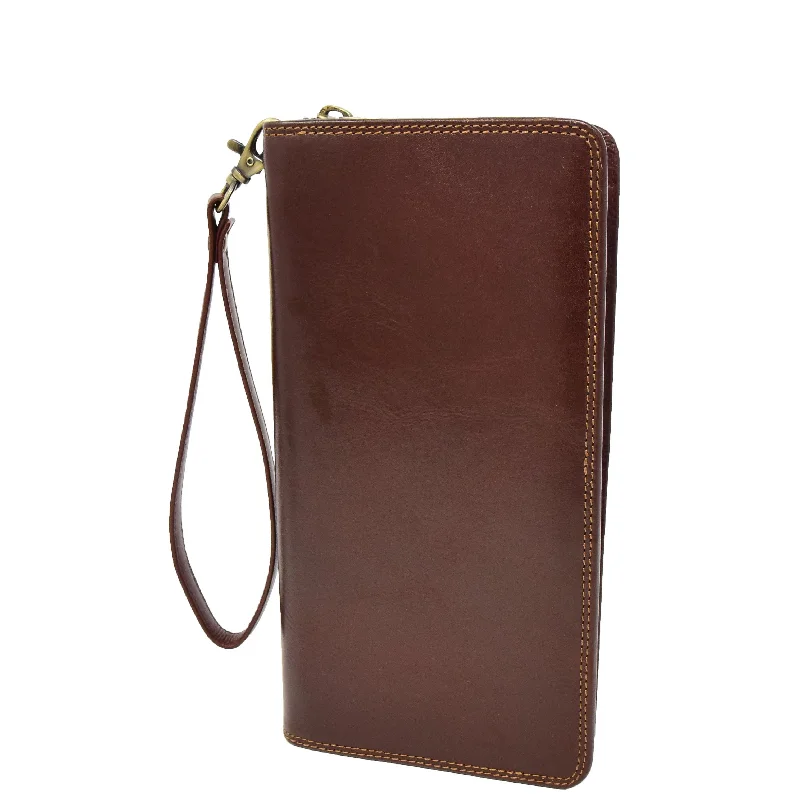 Keychains with safe hook-Exclusive Leather Passport Travel Wallet Hastings Brown