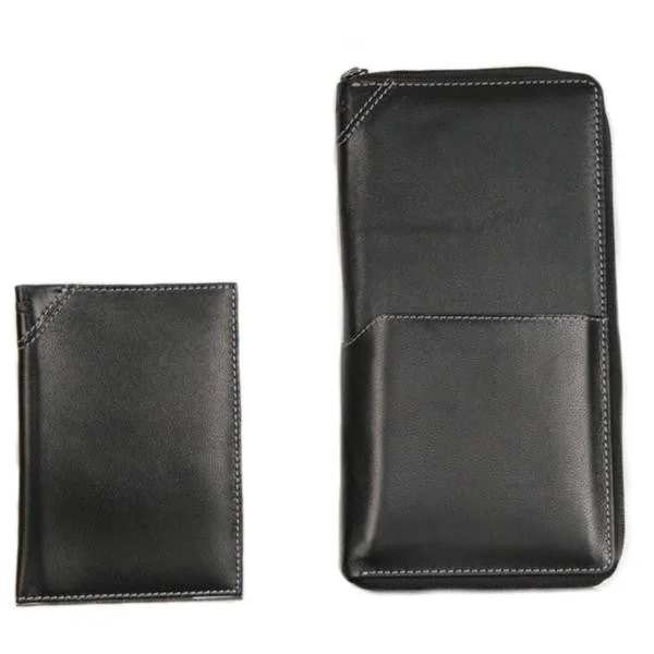 Wallets with tiny ID design-KKDK Travel wallet in black calfskin 4-in-one