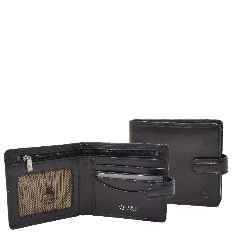 Keychains with exotic metal-Mens RFID Slim Fold Leather Wallet Eastbourne Black