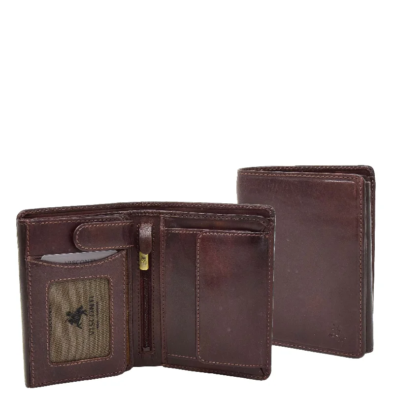 Keychains with added key slot-Mens RFID BiFold Leather Wallet Taunton Brown