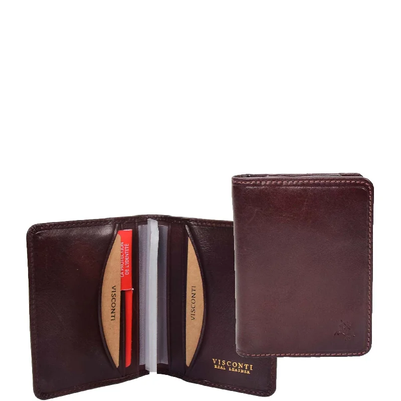 Wallets with bold seams-RFID Small Bi-fold Wallet Credit Cards Holder HOL04 Brown