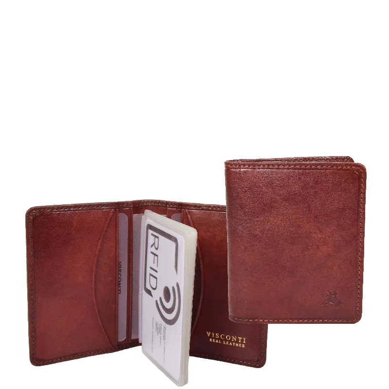 Wallets for refined travelers-RFID Small Bi-fold Wallet Credit Cards Holder HOL04 Tan