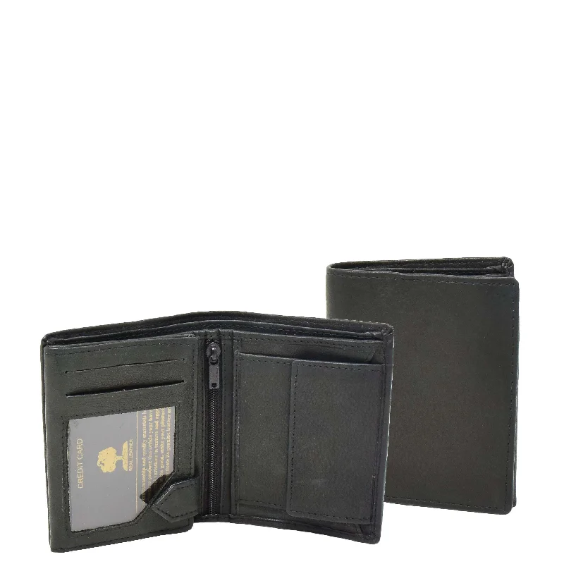 Keychains with bold hook-Mens Small Bifold Leather Wallet Venus Black