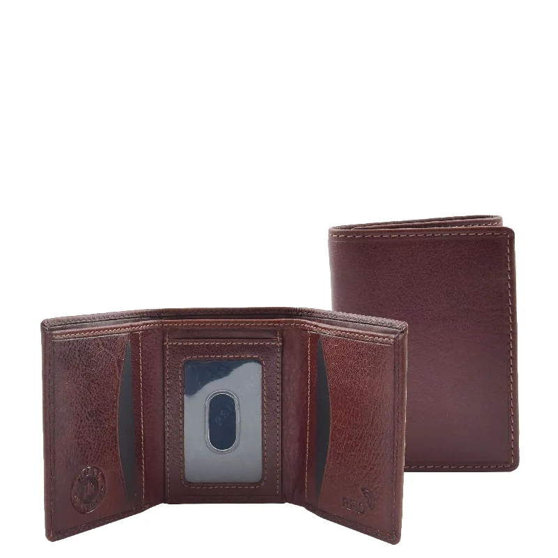 Keychains for escape trips-Mens Trifold Leather Credit Card Wallet Titus Brown