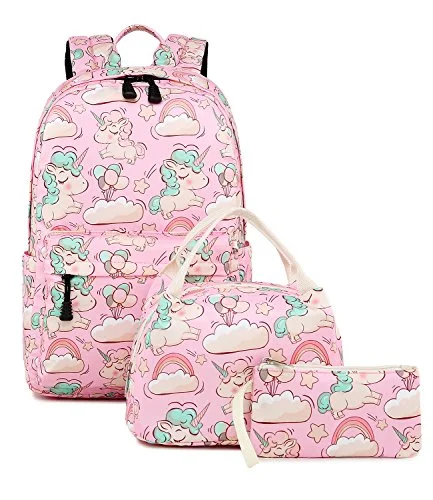 Hiking backpacks with adjustable fitAbshoo Cute Lightweight Kids School Bookbags Unicorn Girls Backpacks With Lunch Bag (Unicorn Pink Set G3)