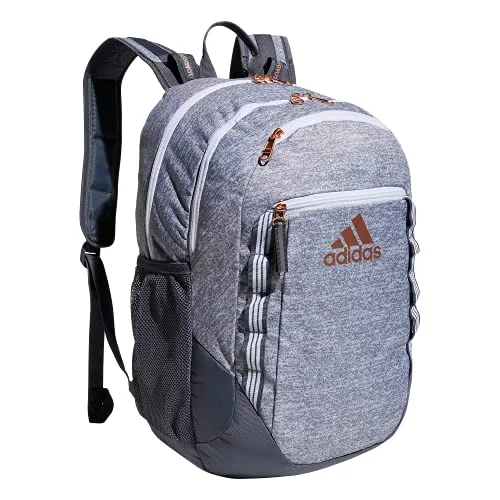 Backpacks with external hydration packadidas Excel 6 Backpack, Jersey Grey/Onix Grey/Rose Gold, One Size