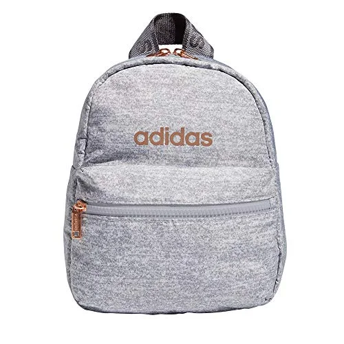 Backpacks for festival essentialsadidas Women's Linear 2 Mini Backpack Small Travel Bag, Jersey Grey/Rose Gold/Onix Grey, One Size