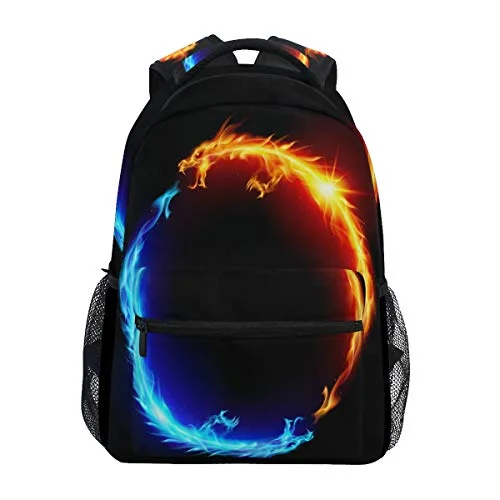 Versatile backpacks for outdoor adventuresALAZA Blue Red Fiery Dragon Backpack Daypack College School Travel Shoulder Bag