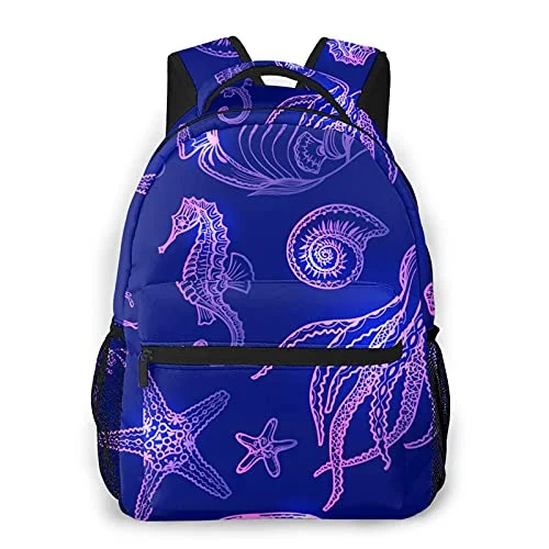 Comfortable backpacks for extended hikesAoHanan Doodle Starfish Shells Squid Fish Backpack Boys Girls School Book Bag Laptop Backpacks Travel Hiking Camping Daypack