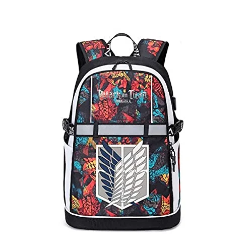 Durable and spacious backpacks for campingAttack on Titans Travel Laptop Backpack Durable Laptops Backpack with USB Charging Port Computer Bag Gifts for Boys Men & Women