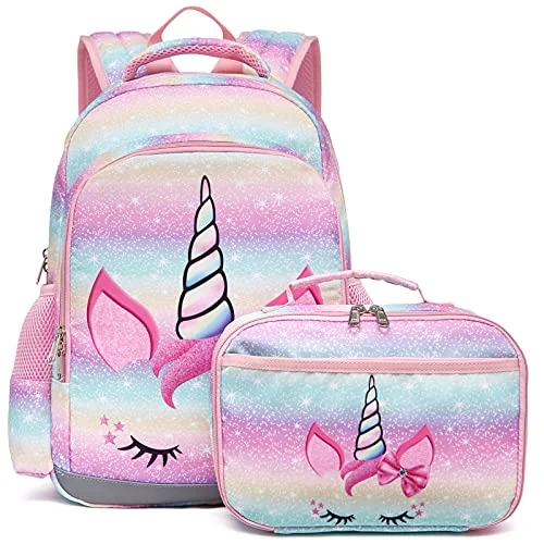 Waterproof backpacks for outdoor useBackpack for Girls,Octsky Kids backpacks Preschool Kindergarten Bookbag Cute Lightweight With Chest Strap and Lunchbox (Unicorn)