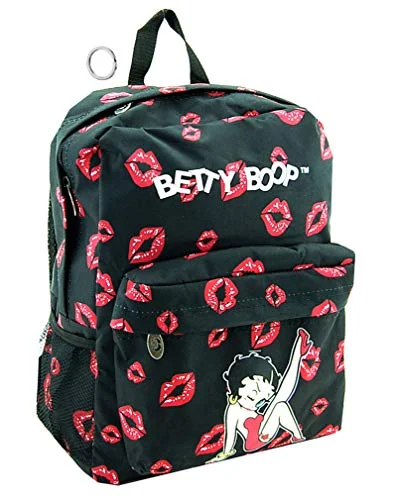 Travel backpacks with padded shoulder strapsBetty Boop Microfiber Large Backpack with 16 Inches Height (Black w/Key Ring)