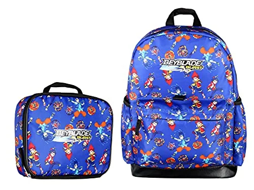 Backpacks for people with back painBeyblade Burst Spinner Tops Character Allover Print Backpack with Lunch Bag Tote