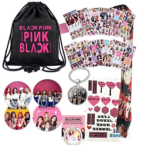 Practical backpacks for outdoor activitiesBlackpink Gifts Set For Blink - 1 Blackpink Darwstring Bag Backpack, 12 Blackpink Stickers, 1 Blackpink Lanyard, 4 Button Pins, 1 Phone Finger Ring Stand, 1 Keychain, 1 Tattoo Sticker