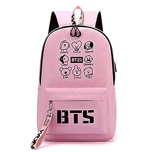 Compact backpacks for light packingBoosos Usb Bts Backpack K-Pop Casual Backpack Daypack Laptop Bag College Bag School Bag Jimin Suga Jin Taehyung V Jungkook