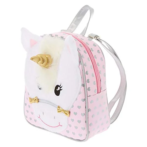 Backpacks with easy access front pocketsClaire’s Club Ariella the Unicorn Backpack, Pink with Silver and White, Zipper Closure and Adjustable Straps, 8x9x3 Inches