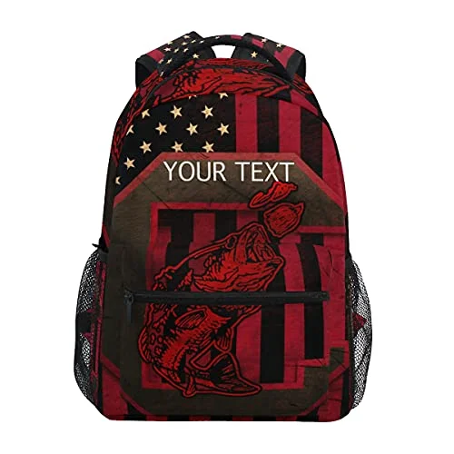 Functional backpacks for urban explorationCustom American Fish Flag Leisure Backpack for Girls Teenage School Backpack Personalized Backpack with Name/Text, Customization Students Backpack