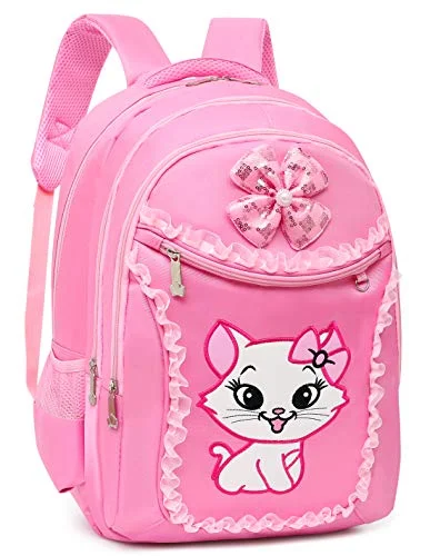 High-quality backpacks for tech enthusiastsDebbieicy Cute Cat Printing Lace Backpack Lightweight Princess School Bag Kids Bookbag Pen Bag Set for Primary Girls (Large, Pink)