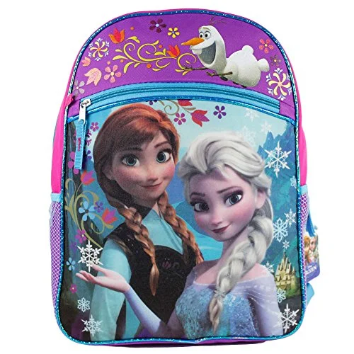 Backpacks for students with organized sectionsDisney Frozen Girl's Large Backpack - Pink and Purple with Blue Trim