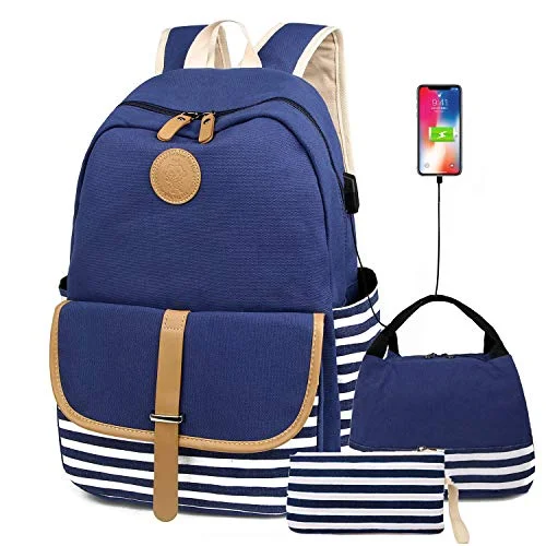 Backpacks for carrying heavy loads comfortablyFLYMEI Cute Backpack for Women, School Backpack for Girls Fashion Bookbag for Women 15.6'' Laptop Back Pack with USB Charging Port, Lightweight Blue Bookbag Casual Girl Backpack