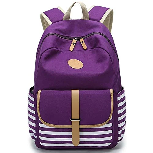 Travel backpacks for international journeysFLYMEI Cute Bookbags for Girls, Purple Canvas Backpack for Women, Teens Backpack for School, 15.6 Inch Laptop Backpack Lightweight Bookbag Casual Daypack for Travel