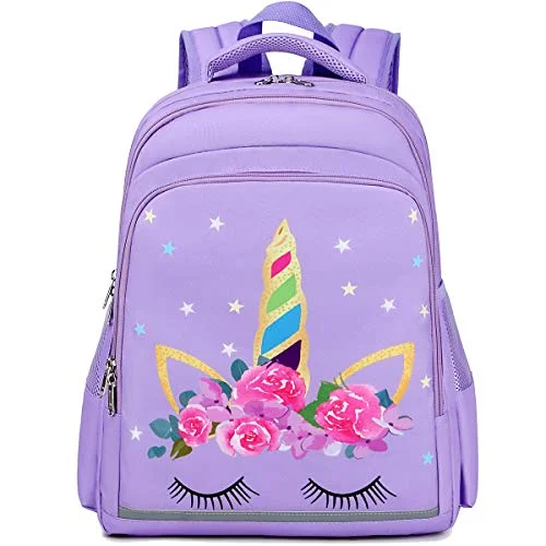 Backpack with laptop compartment for professionalsGirls Backpack for School Kids Backpack Preschool Kindergarten Elementary Bookbag (Unicorn Purple)