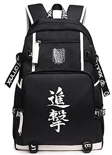 Fashion backpacks for teensGumstyle Attack on Titan Book Bag with USB Charging Port Laptop Backpack Casual School Bag Black 2