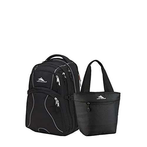 Backpacks with external straps for extra gearHigh Sierra Swerve Backpack & Lunch Tote Set (Black)