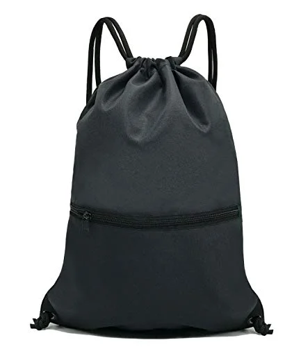 Backpack for keeping belongings organizedHOLYLUCK Men & Women Sport Gym Sack Drawstring Backpack Bag - Black